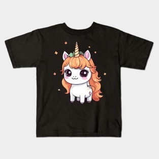 Cute Unicorn Pumpkin Girls Kids Funny Halloween Thanksgiving Kids T-Shirt